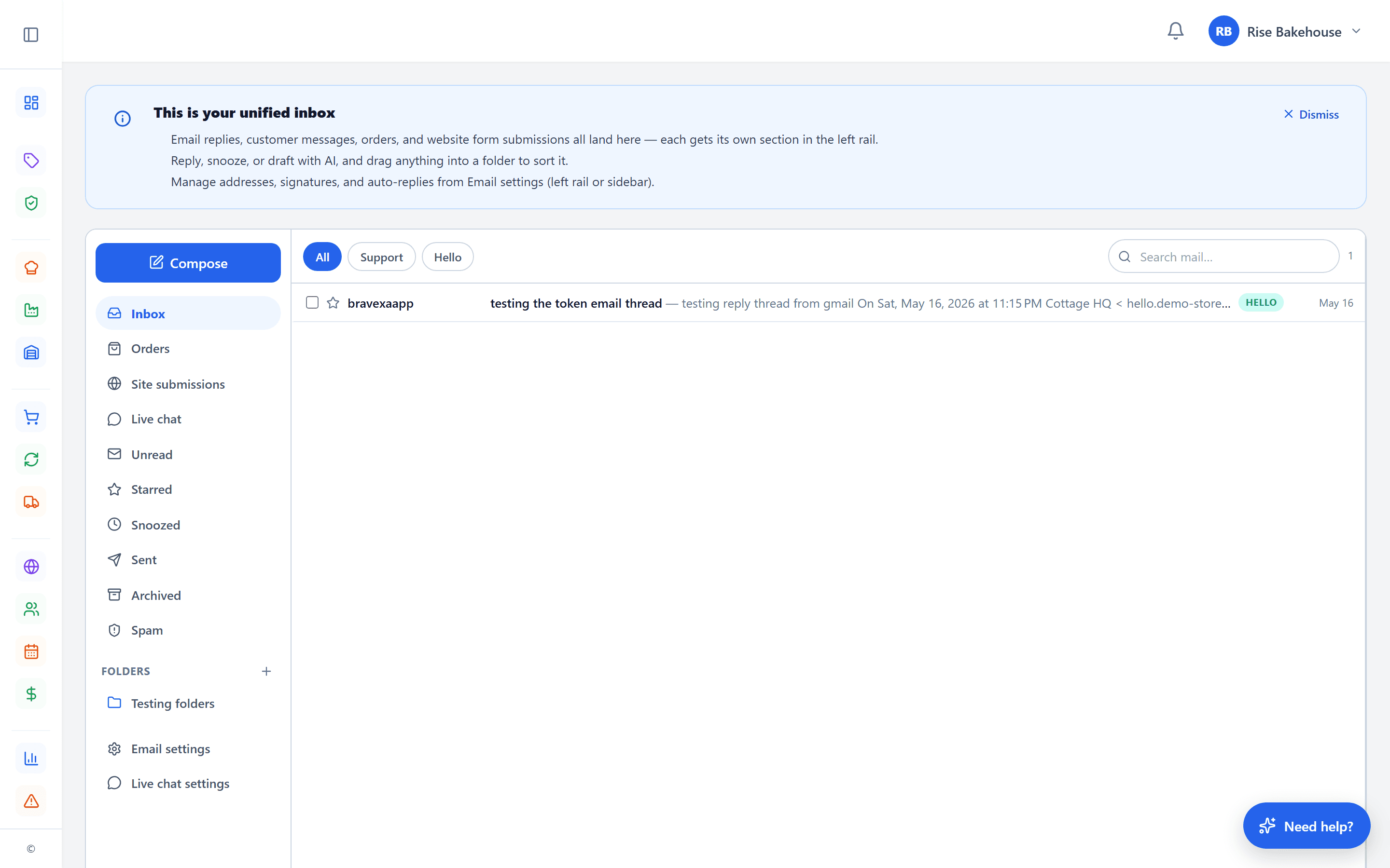 Branded inbox