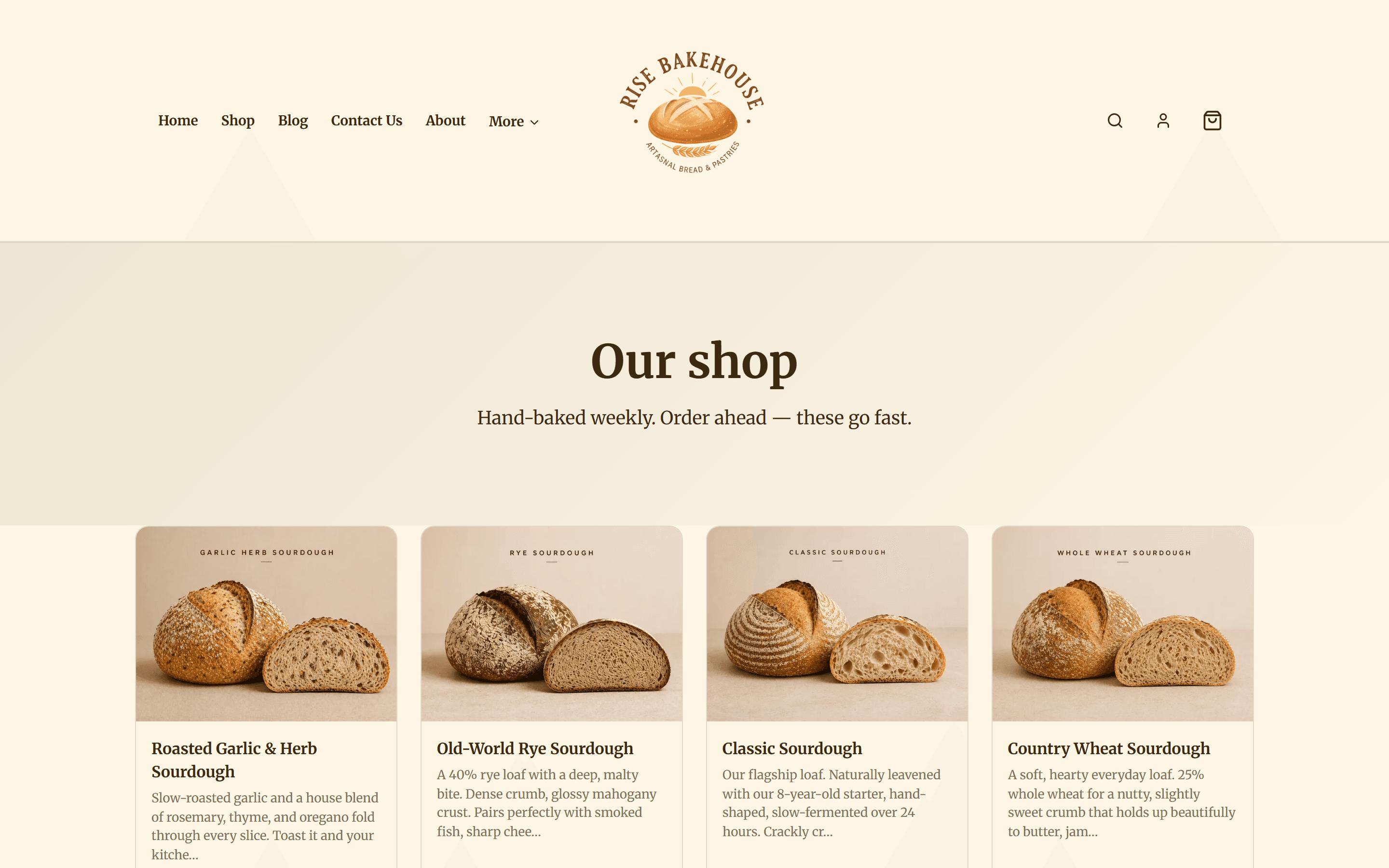Storefront shop page