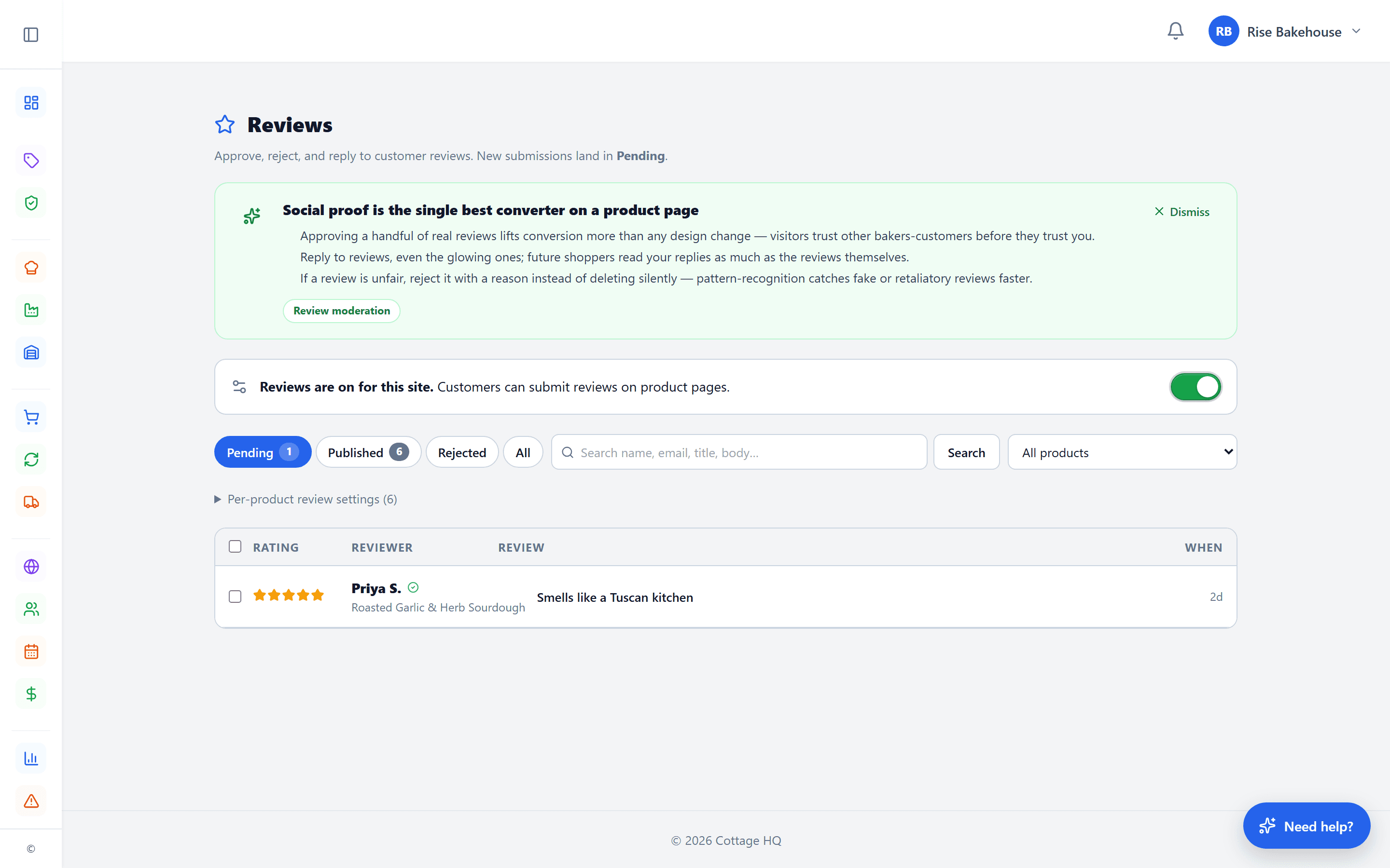 Reviews moderation